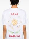 casablanca - T-shirt in cotone bianco con logo e sole - 1