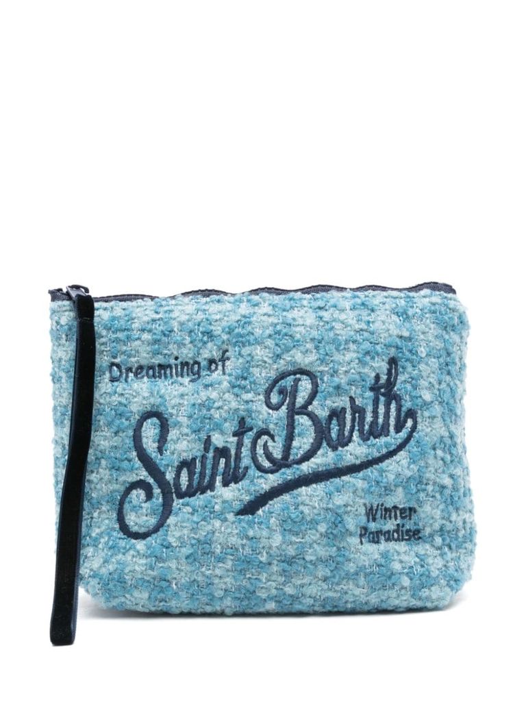 Shop Mc2 Saint Barth Light Blue Clutch With Logo