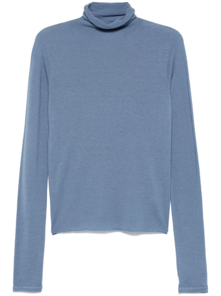 Majestic Light Blue Cashmere Turtleneck Sweater