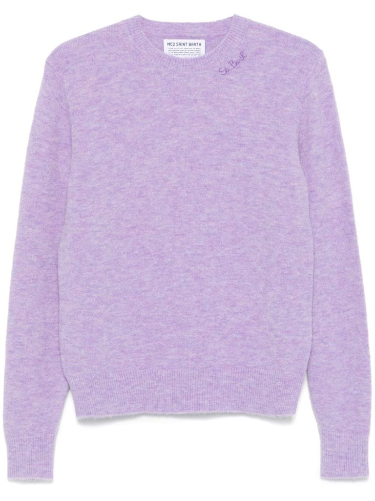 Shop Mc2 Saint Barth Lilac Crewneck Wool Sorbonne Sweater In Purple