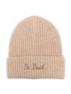 mc2 saint barth - Beige wool Moss beanie with logo embroidery