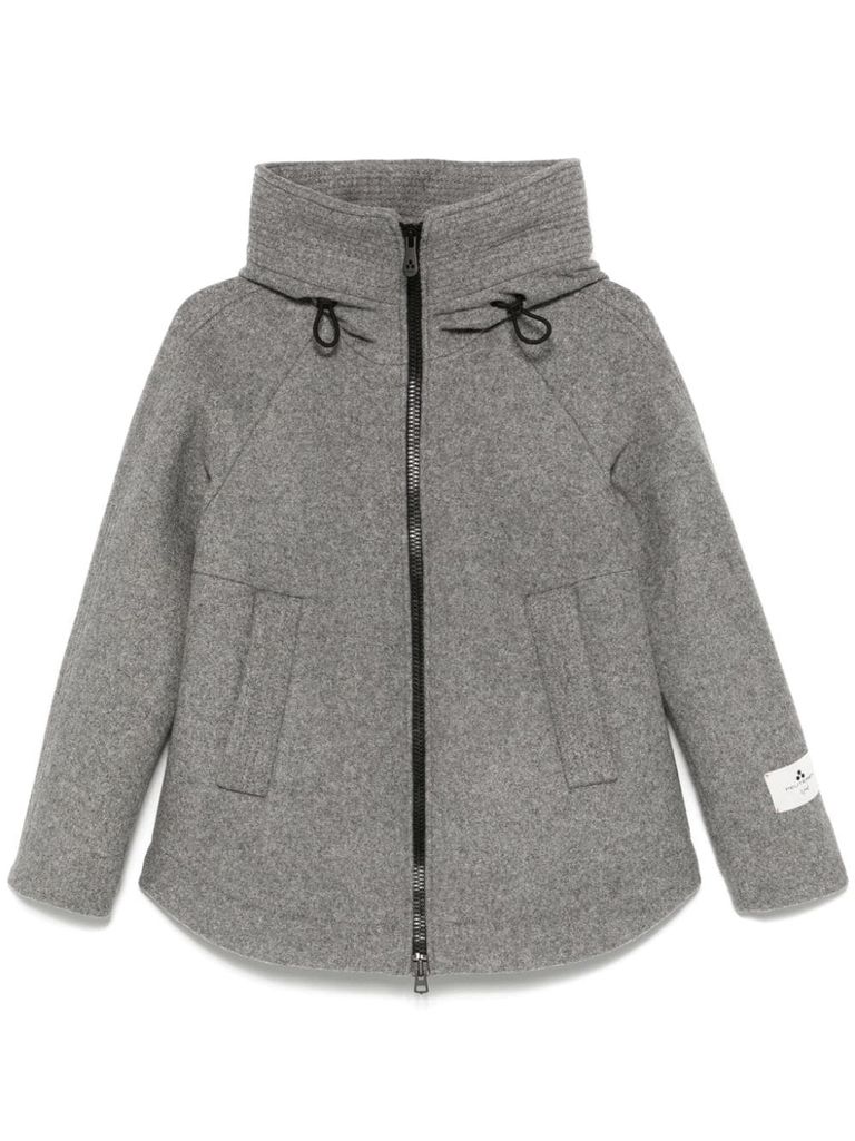 Shop Peuterey Short Gray Wool Olafur Coat In Grey