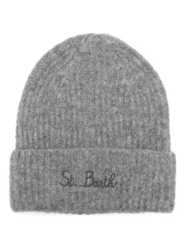 MC2 SAINT BARTH - Gray wool Moss beanie with logo embroidery