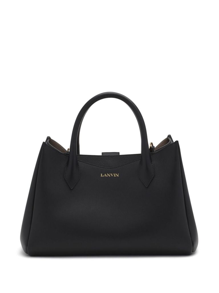 Shop Lanvin Calf Leather L'octave Handbag In Black