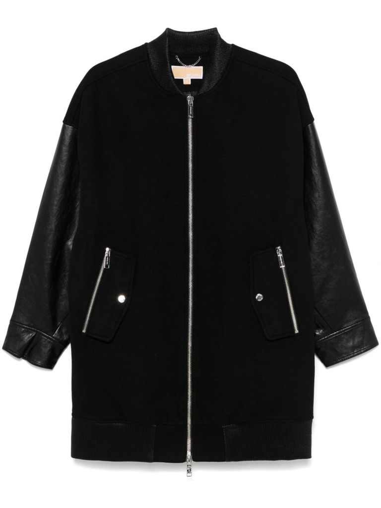 MICHAEL KORS SHORT MIXED-MEDIA COAT WITH POCKETS 