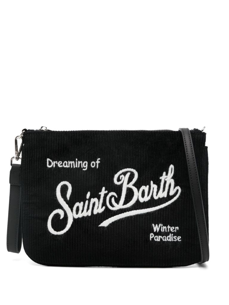 Shop Mc2 Saint Barth Black Ribbed Parisienne Shoulder Bag