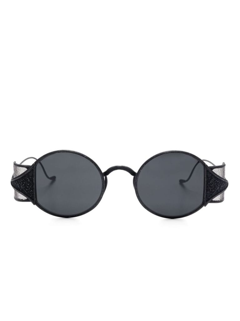 Shop Uma Wang Round The Shanghai Sunglasses In Black