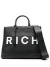 john richmond - Calf leather handbag with logo