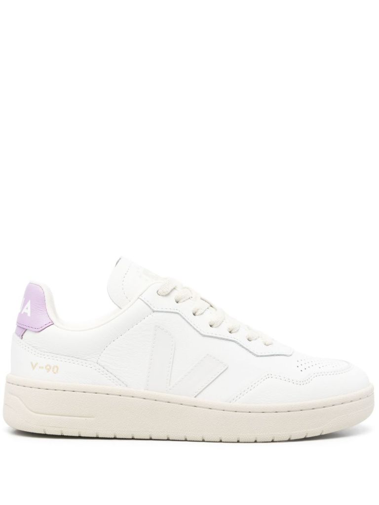 Veja V-90 Sneakers In White Leather In White
