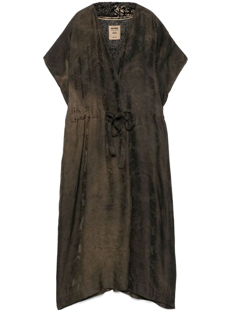 Uma Wang Maxi Dress With Jacquard Pattern In Brown