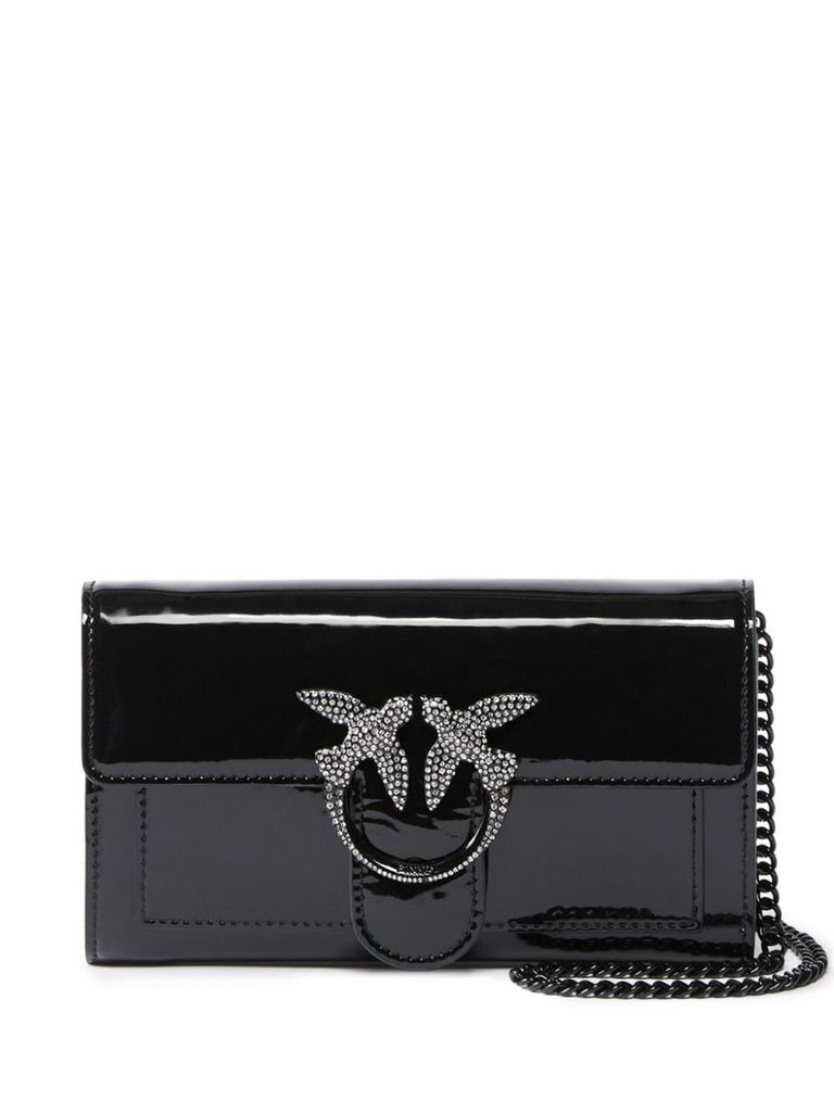 Shop Pinko Love One Brown Leather Wallet In Black