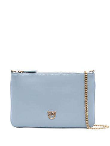 PINKO - Flat Classic clutch in light blue leather