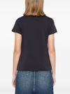 pinko - Blue cotton T-shirt with embroidered logo - 8