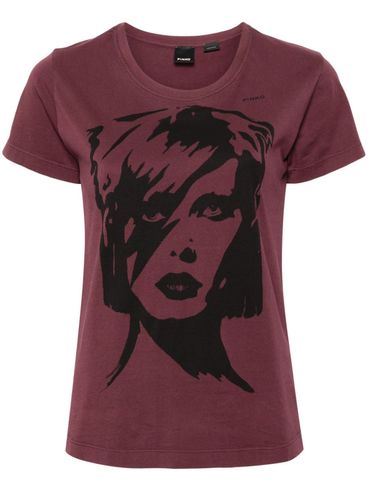 PINKO - Burgundy Bussolotto T-shirt with print