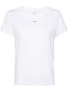 pinko - White cotton Basico T-shirt with embroidered logo - 5