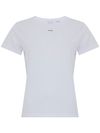 pinko - T-shirt Basico in cotone bianco con ricamo logo