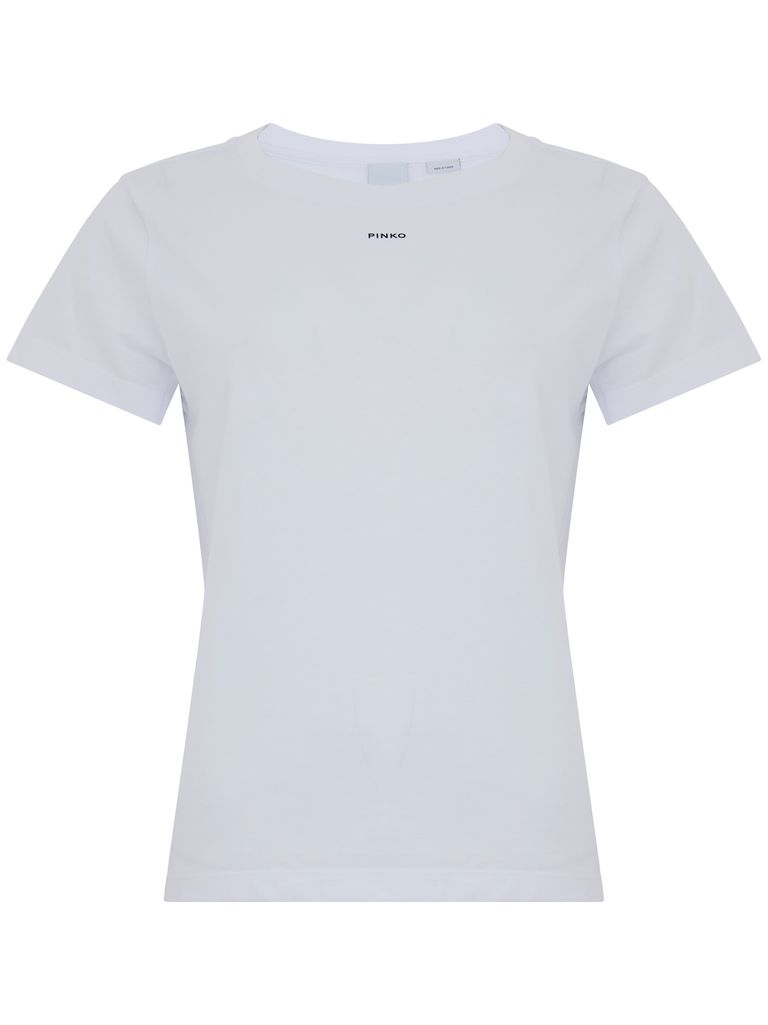 Pinko White Cotton Basico T-shirt With Embroidered Logo