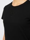 pinko - Black cotton T-shirt with embroidered logo - 4