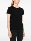 pinko - Black cotton T-shirt with embroidered logo - 5