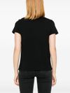 pinko - T-shirt bussolotto in cotone nero con ricamo logo - 6