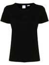 pinko - Black cotton T-shirt with embroidered logo - 8