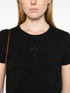 pinko - Black cotton T-shirt with embroidered logo - 9