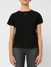 pinko - Black cotton Basico T-shirt with embroidered logo - 1