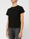 pinko - T-shirt Basico in cotone nero con ricamo logo - 2