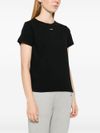 pinko - T-shirt Basico in cotone nero con ricamo logo - 7