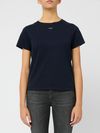 pinko - Blue cotton Basico T-shirt with embroidered logo - 1