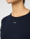 pinko - T-shirt Basico in cotone blu con ricamo logo - 4