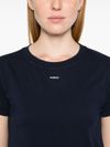 pinko - T-shirt Basico in cotone blu con ricamo logo - 5