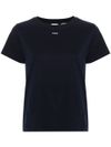 pinko - T-shirt Basico in cotone blu con ricamo logo - 6