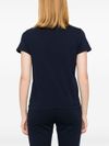 pinko - T-shirt Basico in cotone blu con ricamo logo - 8