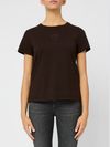 pinko - Brown cotton T-shirt with embroidered logo - 1