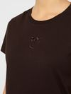 pinko - Brown cotton T-shirt with embroidered logo - 4