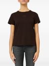 pinko - Brown cotton T-shirt with embroidered logo - 5