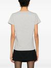 pinko - T-shirt Turbato in cotone grigio con logo con brillantini - 2