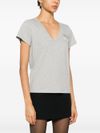 pinko - T-shirt Turbato in cotone grigio con logo con brillantini - 3