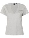 pinko - T-shirt Turbato in cotone grigio con logo con brillantini