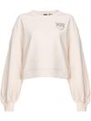 pinko - Felpa Ceresole in cotone bianco con logo con brillatini