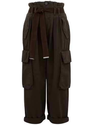 PINKO - Brown cotton Ronfare pants with pockets