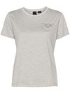 pinko - Gray cotton Nambrone T-shirt with rhinestone logo