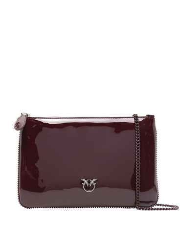 PINKO - Flat Classic burgundy clutch with logo