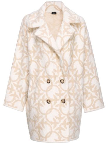 PINKO - Beige double-breasted Toro fur with logo