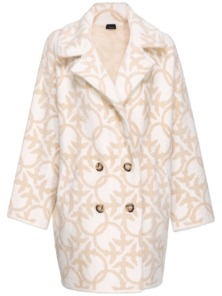 Shop Pinko Beige Double-breasted Toro Fur With Logo