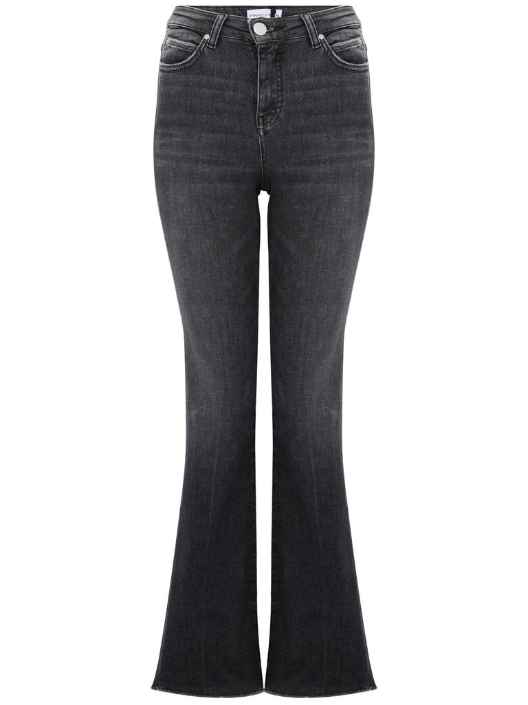 Pinko Flora Cotton Flared Jeans In Grey