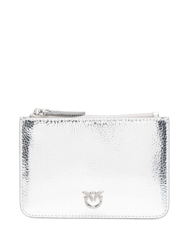 PINKO - Portafoglio Flat mini in pelle argento