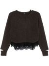 pinko - Damigiana wool sweater with lace