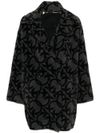 pinko - Black and gray Toro fur double-breasted coat with logo